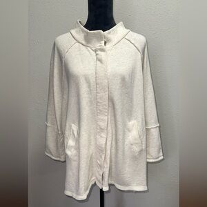 Caslon Women’s Oatmeal Button-Down Sweatshirt - Size 2X